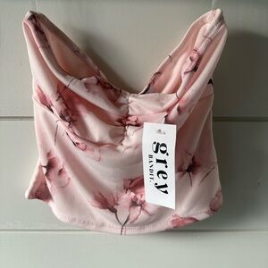 Grey Bandit Pink Strapless Floral Women's Top